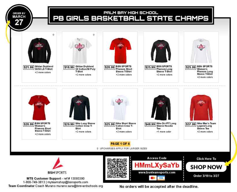 Joe Palmeri (@joepalmeri_bsn) on Twitter photo Your Palm Bay Girls Basketball Team just won the State Championship!! Help them celebrate and raise funds for another run next year!! <a href="/PalmBayGBB/">PalmBayHS-GBB_LegacyArchive</a> <a href="/PalmBayMagnetHS/">Palm Bay Magnet High</a>
Hurry, shop closes 03/27/2025! bit.ly/43UVgDi Your Palm Bay Girls Basketball Team just won the State Championship!! Help them celebrate and raise funds for another run next year!! <a href="/PalmBayGBB/">PalmBayHS-GBB_LegacyArchive</a> <a href="/PalmBayMagnetHS/">Palm Bay Magnet High</a>
Hurry, shop closes 03/27/2025! bit.ly/43UVgDi