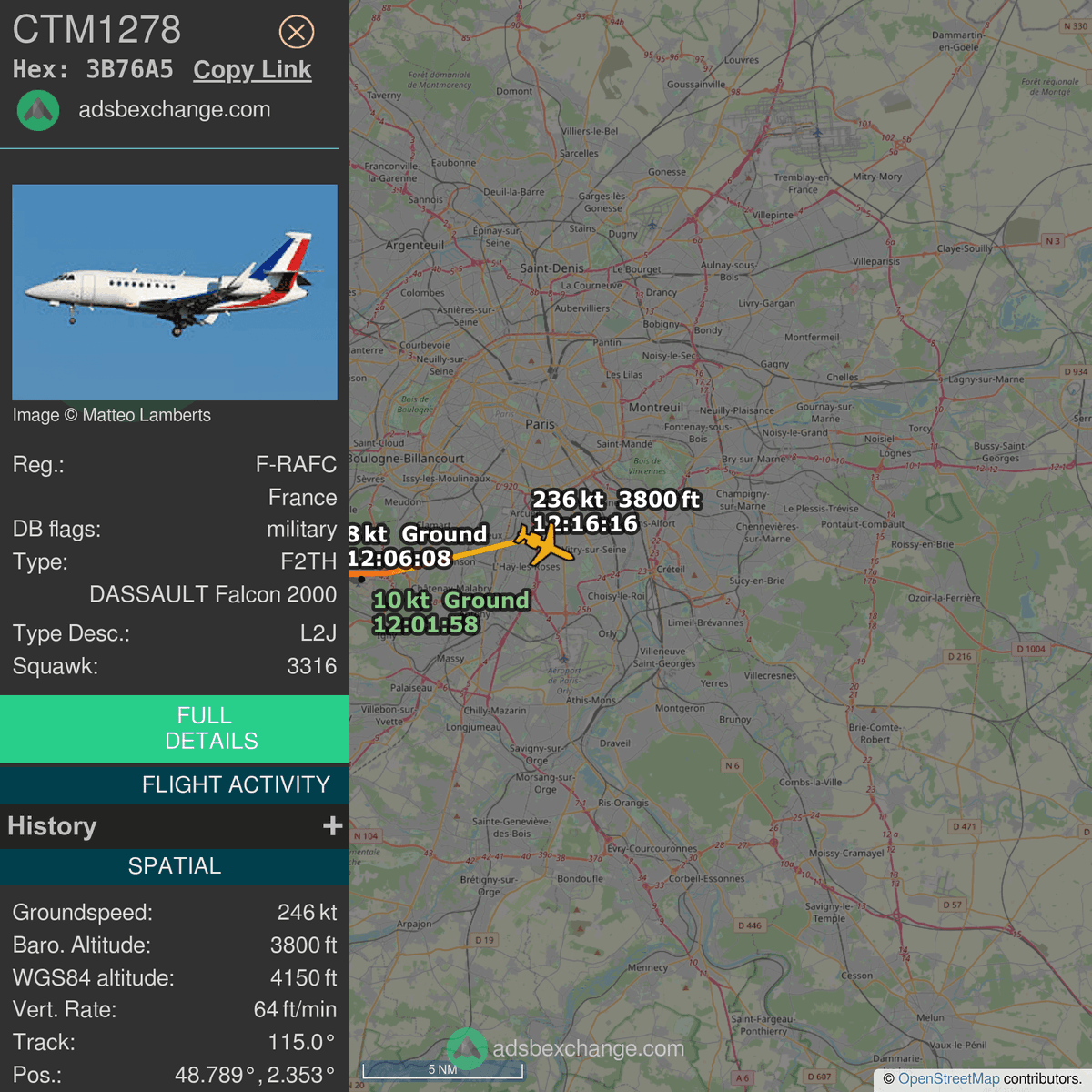 FlottePresident's tweet photo. 🛫 Un Dassault Falcon 2000EX 🇫🇷 République Française vient de décoller près de Villacoublay/Vélizy, France.
Vol #CTM1278, immatriculation #FRAFC.
Suivre le vol : https://t.co/VFWGrIKKMO https://t.co/wBzP7EnajW