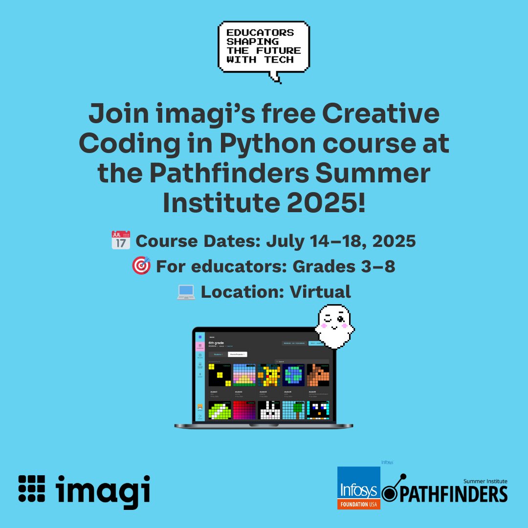 🚀 Attention educators! Join Imagi’s FREE Creative Coding in Python course at Pathfinders this July (14–18), perfect for teachers of Grades 3 to 8! 🎨💻 This virtual course will help you bring Computer Science education to life in your classroom. 

Check out our blog to learn how