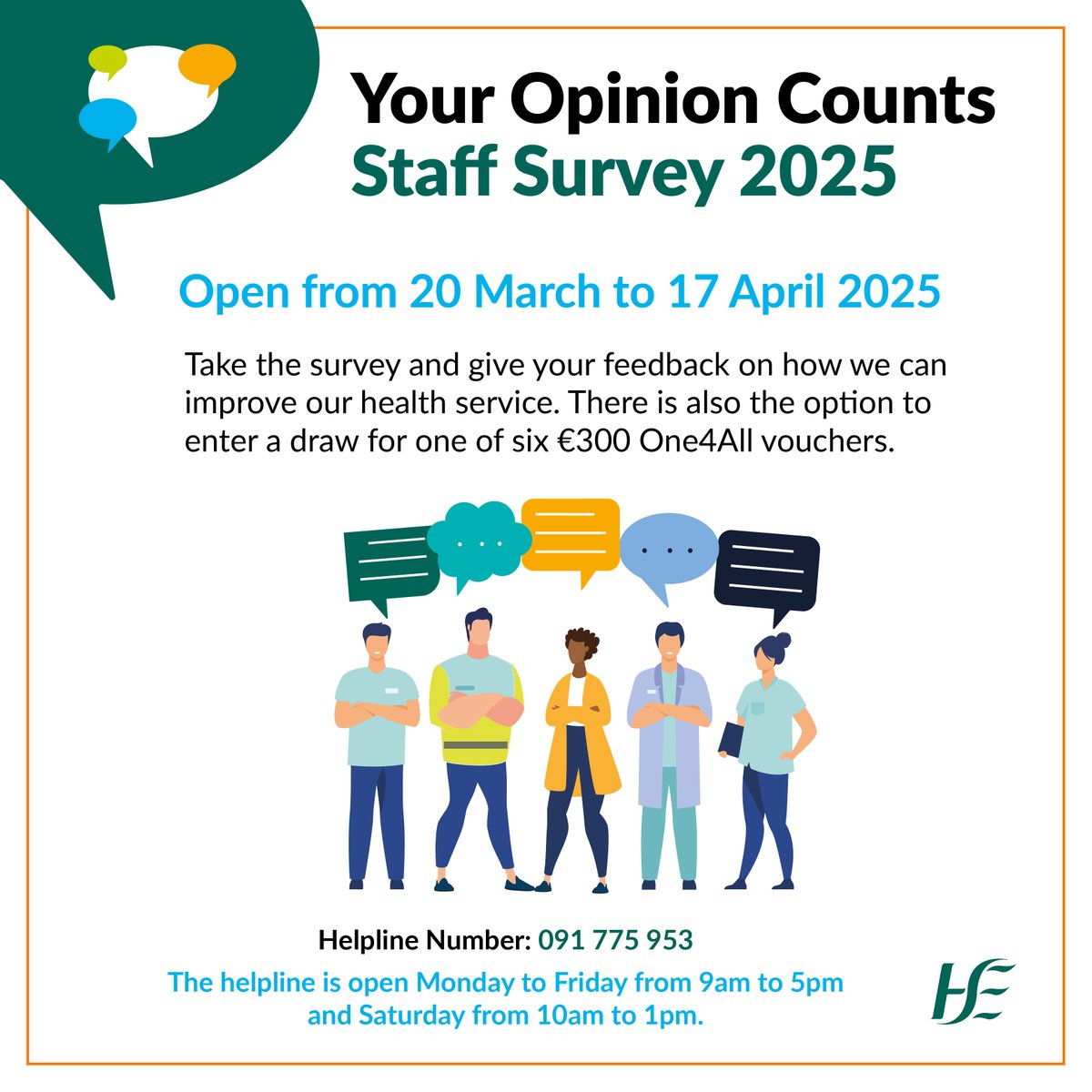 Take the staff survey 2025.

Give your feedback so we can:
➡️Improve your experience of working in our health service
➡️Build a better health service for everyone

Take the survey: survey.euro.confirmit.com/wix/p770745509…

#HSEStaffSurvey