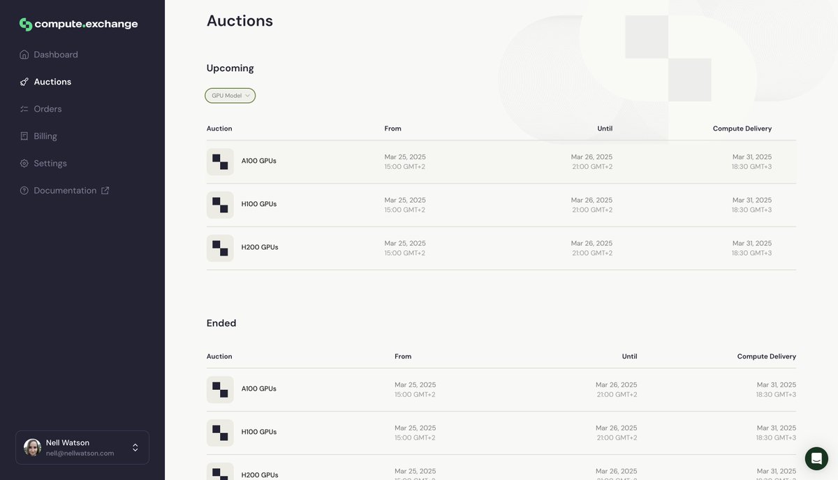 I'm thrilled to see the emergence of <a href="/SimeonBochev/">Simeon Bochev</a>'s (former head of Apple's AI Infrastructure) <a href="/computeexchange/">Compute Exchange</a>, an innovative approach to securing high-performance compute for AI workloads. 

Instead of wrestling with unpredictable AWS spot instances, this auction-based model