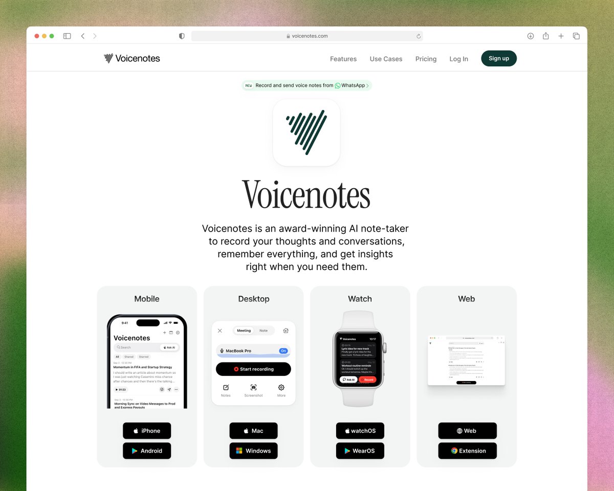 Sneak peek alert! 👀 New landing page is in the works at <a href="/voicenotesai/">Voicenotes</a>