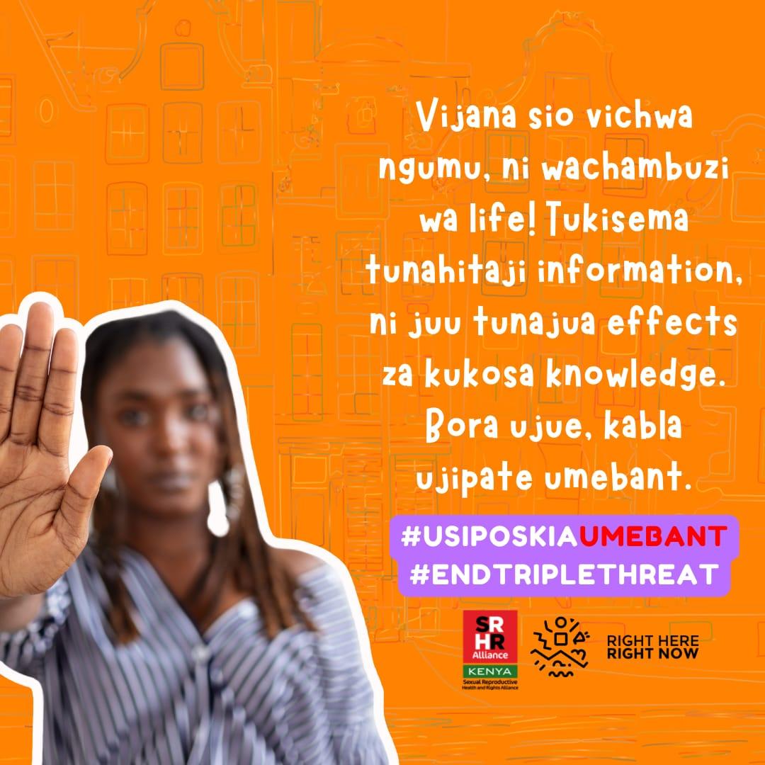 LucyWachai's tweet photo. #usiposkiaumebant
#endtriplethreat
@KenyaSRHR 
@RHRNKenya 
Youth 4 change,kaa chonjo usibant https://t.co/n8zqFS3zmE