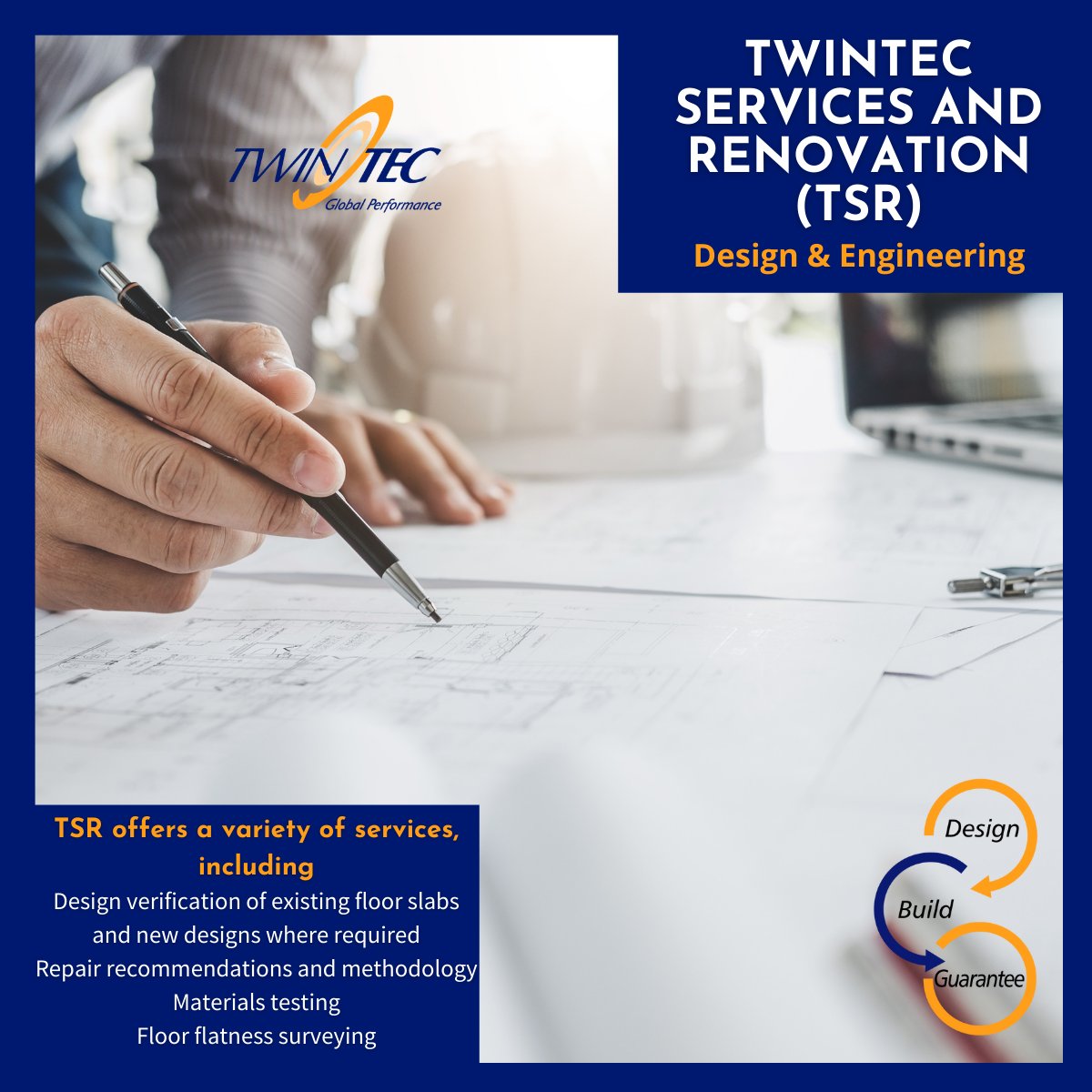 Optimize your concrete floor slabs with Twintec Services &amp; Renovation (TSR). 🚧
✅ Design verification ✅ Repair recommendations ✅ Materials testing ✅ Floor flatness surveying
Ensure top performance and safety.
Visit: hubs.li/Q031r6X20