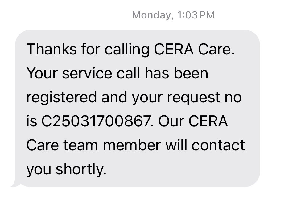 AlkaThool's tweet photo. @Cera_India Service call of Monday 17/3/25. No action taken. https://t.co/rpxX73lulY