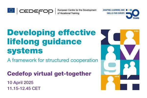 Event: Developing effective lifelong guidance systems
A framework for structured cooperation 
This webinar is relevant for policymakers and stakeholders, guidance providers in or across the education and training. 
Thursday, 10 April 2025
11:15 – 12.45 
buff.ly/9dedoH5