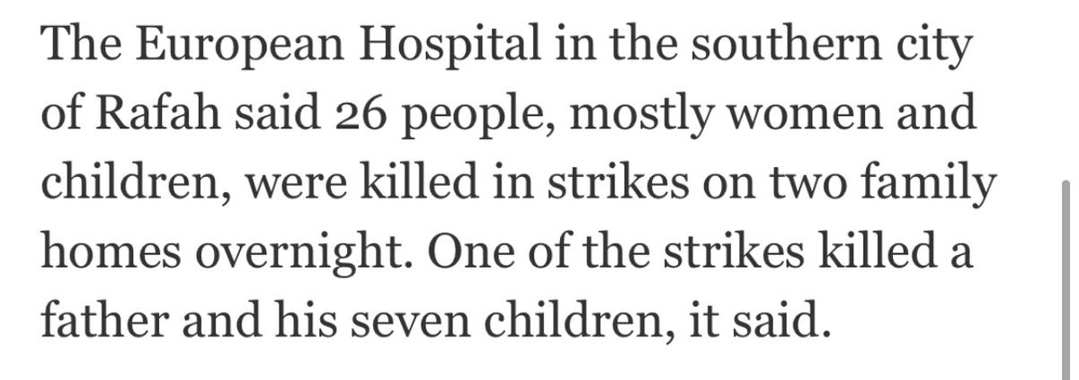 Last night US-backed Israel murdered almost 100 people as they slept.

In Rafah they murdered a father and his 7 children as they sheltered in their partially destroyed home.

FUCK ISRAEL