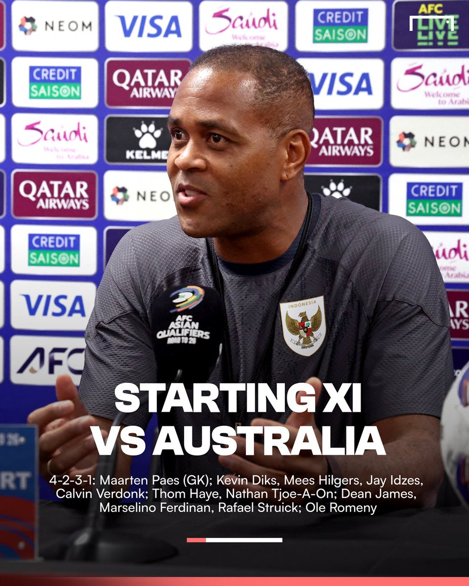 GOAL_ID's tweet photo. Starter pertama Timnas Indonesia bersama pelatih Patrick Kluivert 🇮🇩

Sudah sesuai harapan kalian guys? 🤔 

#TimnasDay #AUSIDN https://t.co/TUg2kJgetx