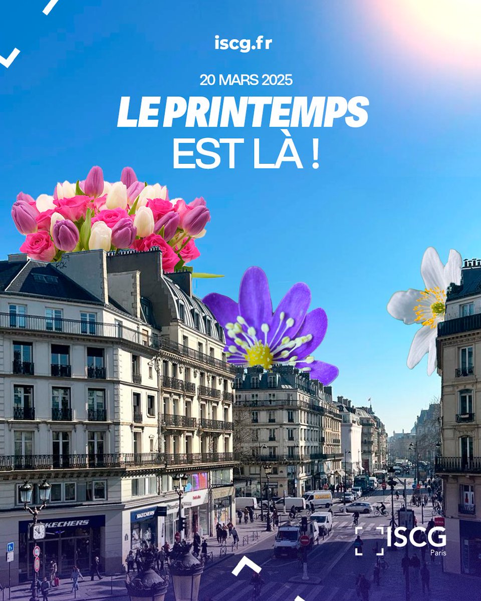 iscg_paris's tweet photo. C’est le printemps ! Que cette saison vous apporte inspiration et succès...💪 C’est le moment d’accumuler de l’énergie pour affronter brillamment les examens à venir ! Tout en profitant des premiers beaux jours, bien entendu…📚 #Printemps #Inspiration #Succès #ISCGFamily https://t.co/VGh21NQTLW
