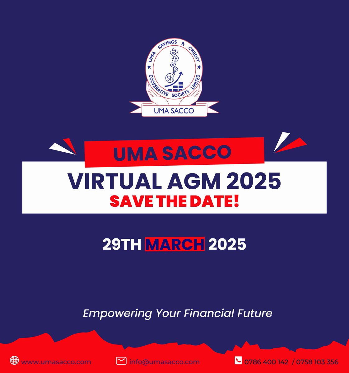 The Annual General Meeting (AGM) is happening on 29th March 2025! 

💡 Why should you attend?
✔ Stay informed about SACCO growth 📈
✔ Have your say on financial decisions 💰
✔ Network with fellow members 🤝

Your voice matters—don’t miss out! Stay tuned for details! 🔜