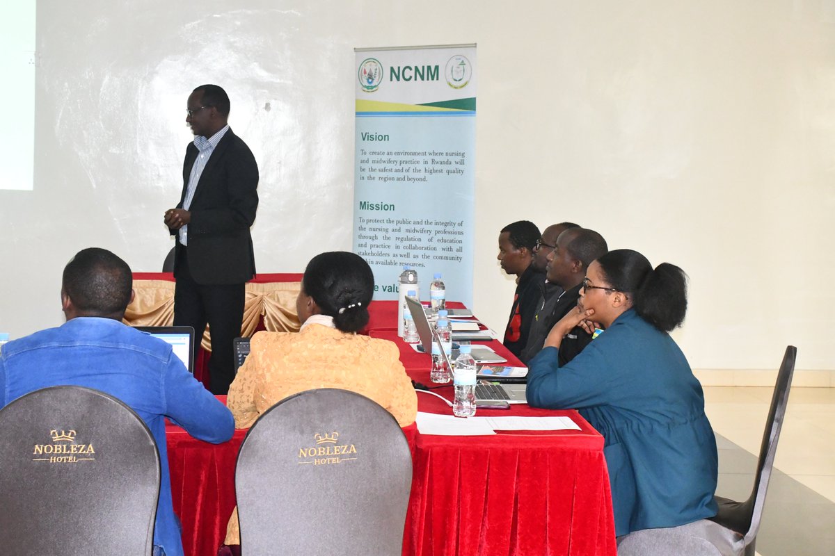 NCNMRwanda's tweet photo. A meeting between NCNM and Deans from Nursing and Midwifery High learning institutions in #Rwanda is taking place @Nobleza_Hotel . It aims at discussing the implementation of the licensing examination within academic calendar effective from July 2025 @nsanzimanasabin  @mnls_nke https://t.co/qtzSpxYAoH