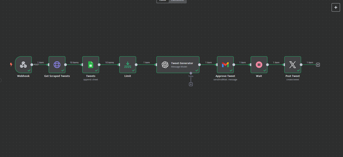 LuxeAutomations's tweet image. Here&apos;s an automation that scrape tweets using @apify, generates new tweets from the scraped data, and posts them on your page using @n8n_io!

Watch the full video here: 👉 youtu.be/zzj7tzaruoQ

#N8N #TwitterScraper #NoCode #Automation #WebScraping #DigitalMarketing #Apify