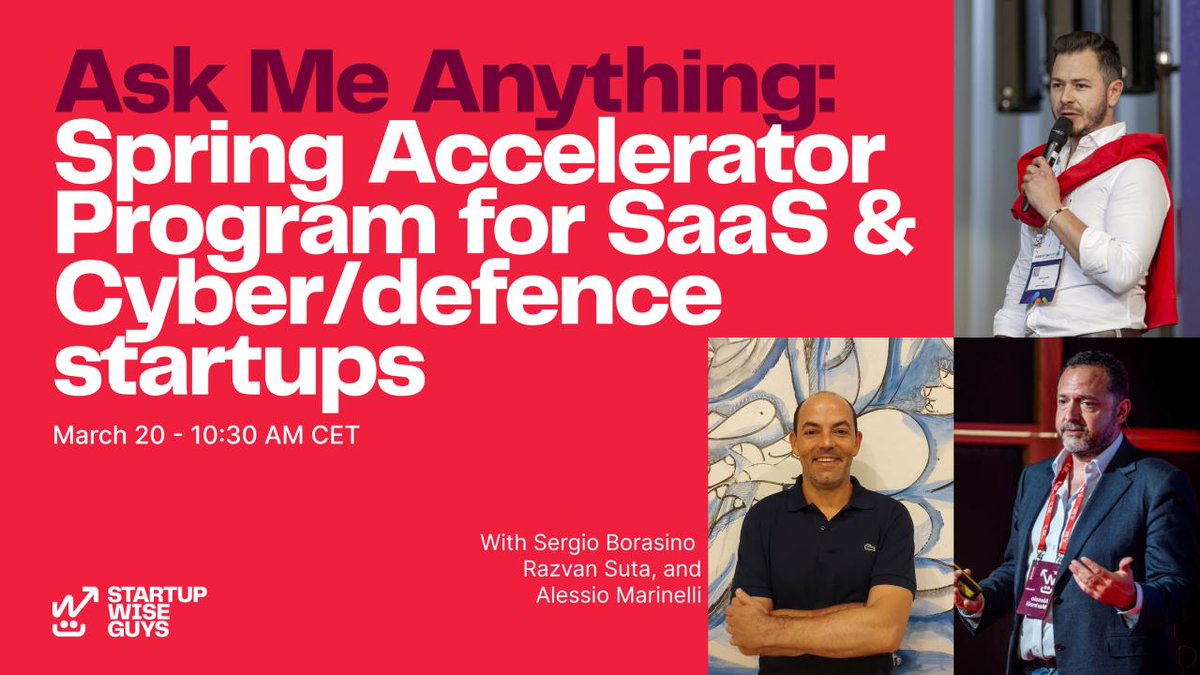 Join us in one hour!💥

Come to the live Q&amp;A to get insider insights on our Spring Batch program for #SaaS &amp; #Cyber/#Defense startups!

Experienced founder and program lead will guide you!

👉 click here linkedin.com/events/springa…