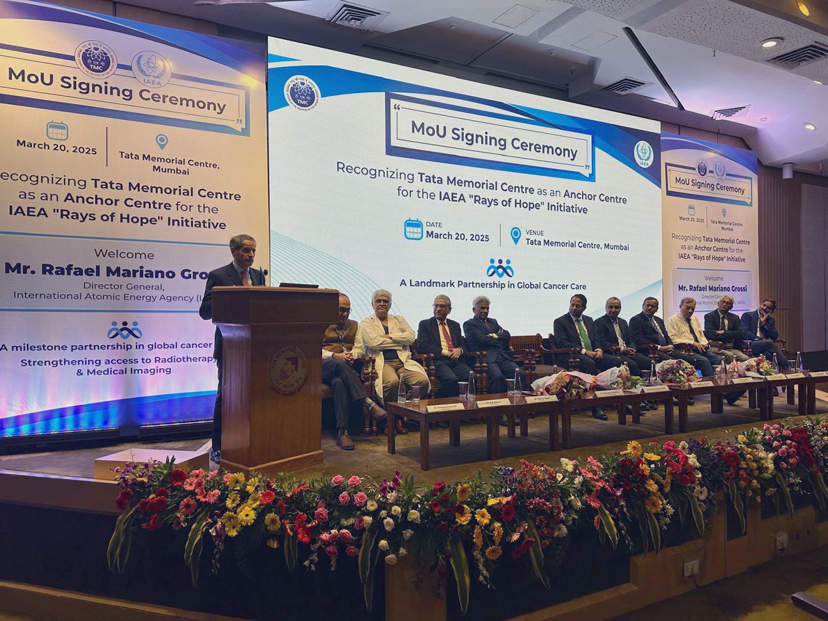 Rafael Mariano Grossi (@rafaelmgrossi) on Twitter photo Proud to recognize 🇮🇳 <a href="/TataMemorial/">Tata Memorial Hospital</a> as an @IAEAorg #RaysOfHope Anchor Center.
A leader of the Global South, India has built strong cancer care expertise—now it’s time to share it with the world.
With this partnership, we will bring India’s know-how to regions that need it most. Proud to recognize 🇮🇳 <a href="/TataMemorial/">Tata Memorial Hospital</a> as an @IAEAorg #RaysOfHope Anchor Center.
A leader of the Global South, India has built strong cancer care expertise—now it’s time to share it with the world.
With this partnership, we will bring India’s know-how to regions that need it most.