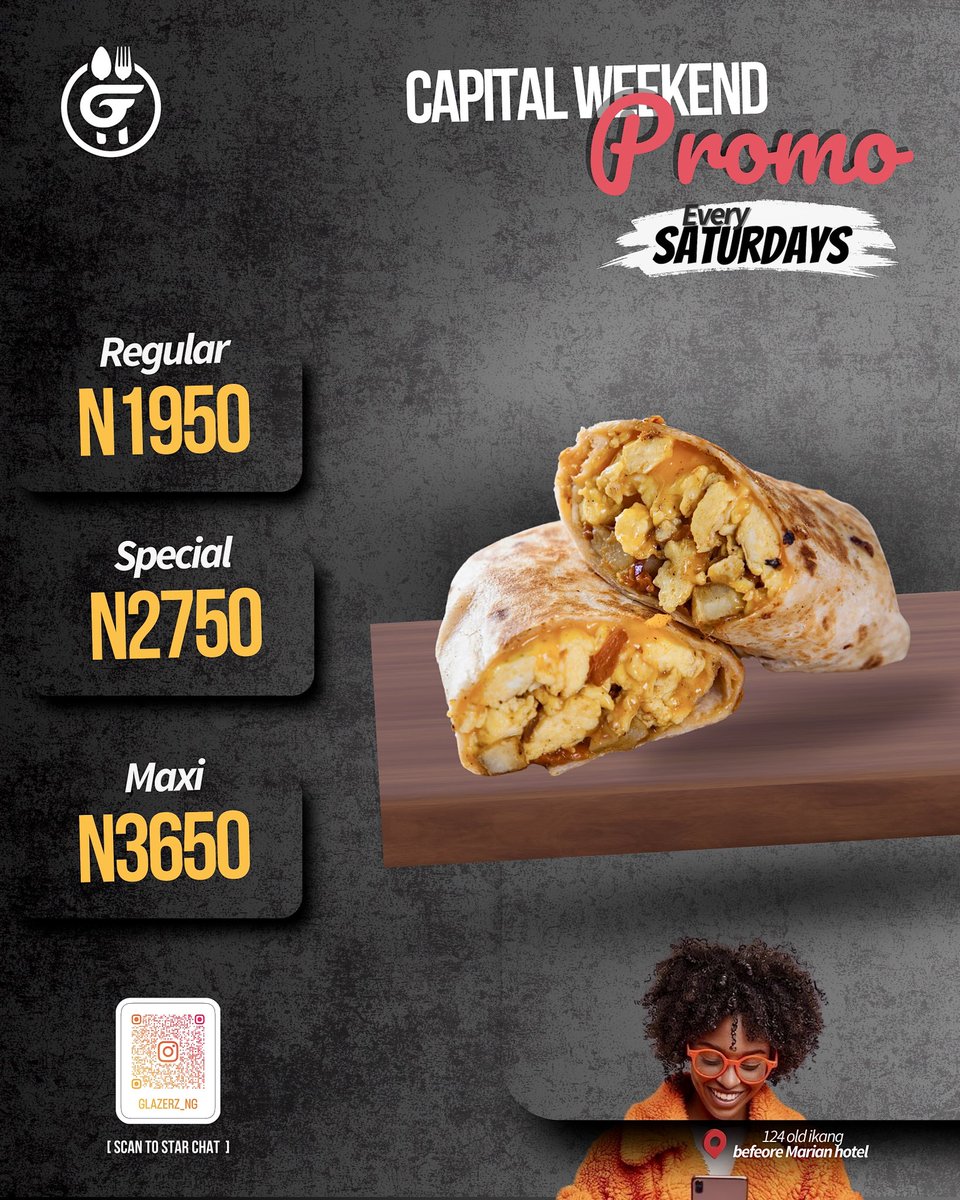 Glazerz_NG's tweet photo. We cannot take you back to those days but we can do something about that in this week’s CAPITAL WEEKEND.
Get Shawarama for as low as N1950 when you buy from us this Saturday. 🫨
#capitalweekend #massivediscount https://t.co/0jNK09wdmz