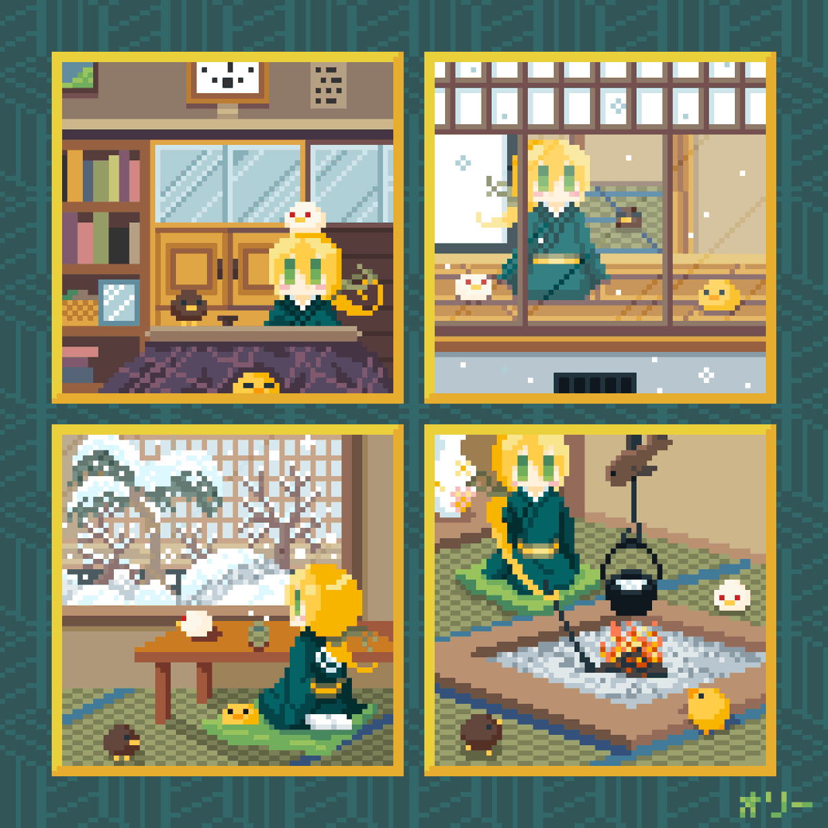 Ollie8642's tweet image. 和シリーズまとめてみた。

 #ドット絵  #pixelart  #OllieDotArt