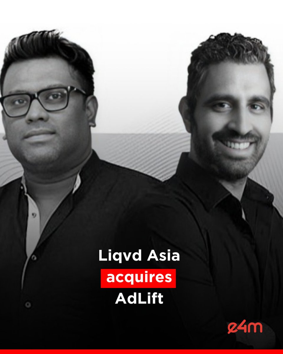 exchange4media group (@e4mtweets) on Twitter photo Liqvd Asia acquires AdLift.
With this acquisition, Liqvd Asia expands its service portfolio.
Read the full story - exchange4media.com/marketing-news…
Arnab Mitra, <a href="/LIQVDAsia/">Liqvd.Asia</a> | Prashant Puri, <a href="/AdLiftIndia/">AdLift India</a>
#e4m #Acquisition #Marketing #LiqvdAsia #AdLift #Growth
Follow e4m's WhatsApp Liqvd Asia acquires AdLift.
With this acquisition, Liqvd Asia expands its service portfolio.
Read the full story - exchange4media.com/marketing-news…
Arnab Mitra, <a href="/LIQVDAsia/">Liqvd.Asia</a> | Prashant Puri, <a href="/AdLiftIndia/">AdLift India</a>
#e4m #Acquisition #Marketing #LiqvdAsia #AdLift #Growth
Follow e4m's WhatsApp