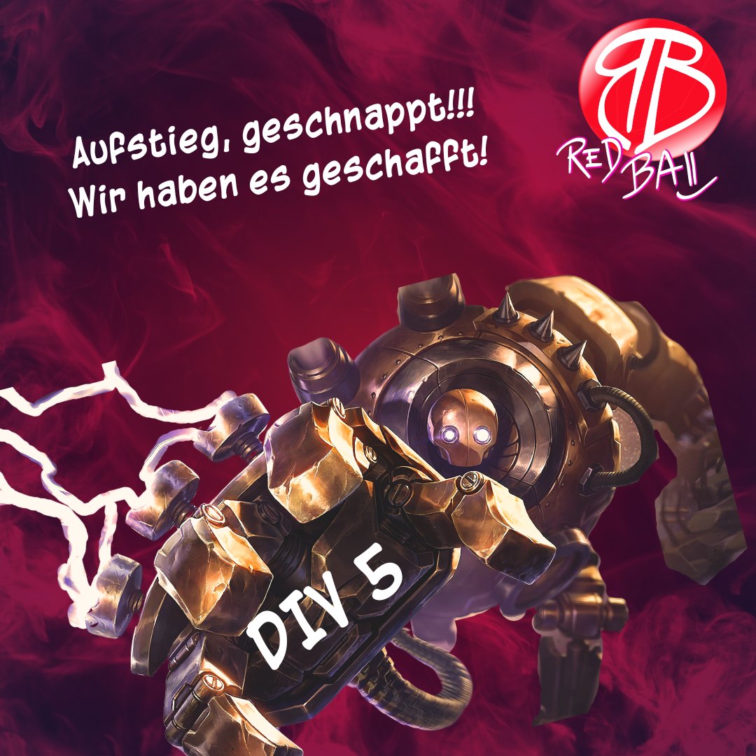+++ AUFSTIEG IN DIV 5 +++
Es ist unfassbar. Es ist passiert. RedBall eSports ist zurück in der Division 5! Nach zwei spannenden Spielen gegen Wochner &amp; Friends trennt man sich 1:1 und hat damit als 2. Platz den direkt Aufstieg gesichert! Wir sind unfassbar stolz auf die Jungs!❤️