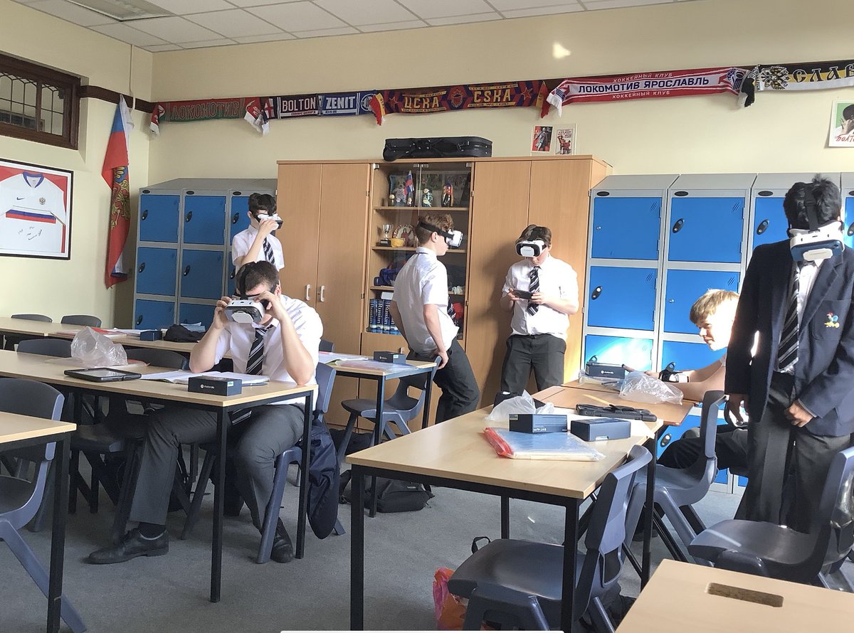Year 10 classes are using VR to experience life in the trenches of WW1, linking to their history studies in Year 9. This experience will be used to create a sense of realism for their creative writing coursework pieces. <a href="/BSBDEnglishDept/">BSBD English</a> <a href="/BoltonSch/">Bolton School</a> #boltondiscover