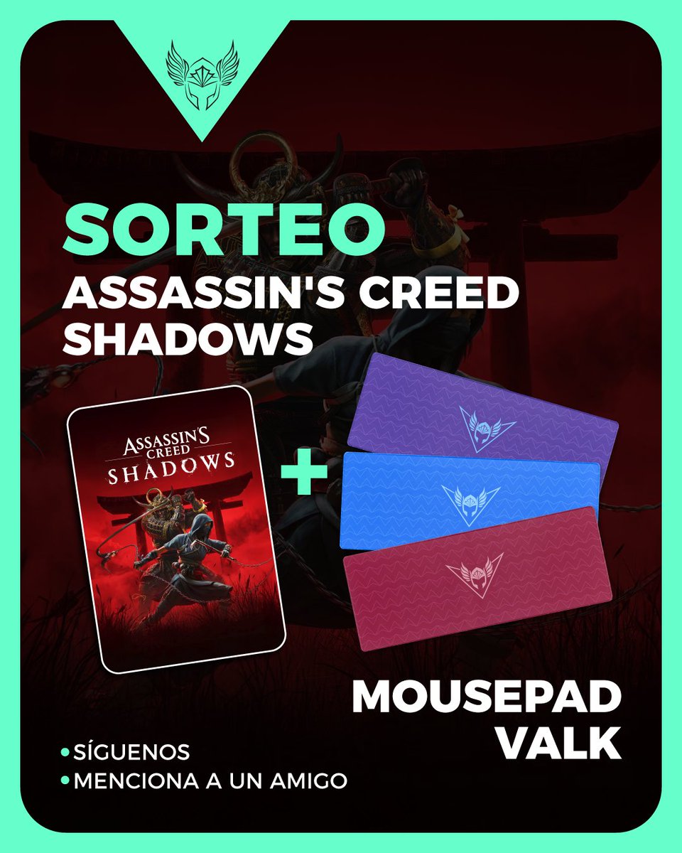 ValkGaming's tweet photo. 📢ATENCIÓN SORTEO 📢
Aprovechando que sale hoy REGALAMOS EL NUEVO Assassin's Creed Shadows y UN MOUSEPAD con el color a escoger 🖤
Para participar:
📌Seguirnos en esta cuenta
📌Mencionar a un amigx
📌Compartir el post

¡Mucha suerte a todo el mundo! 🍀 https://t.co/9Cn9uHld5I