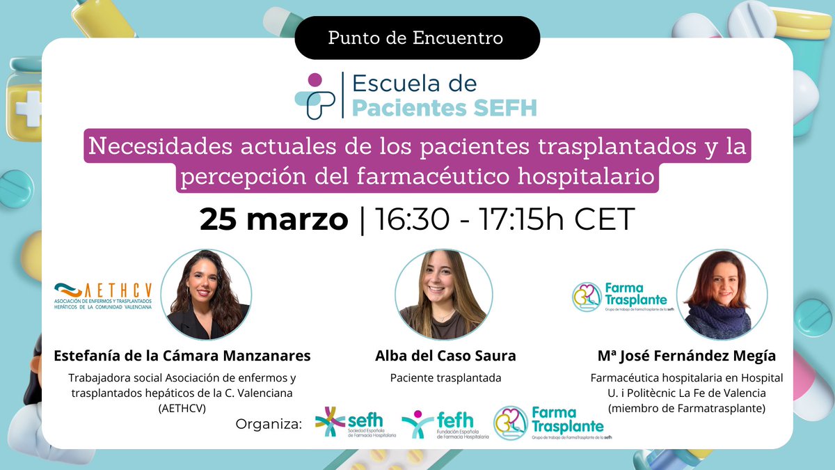 MJO (@mjomegia) on Twitter photo Organizado por la SEFH y <a href="/farmatrasplante/">FarmaTrasplante</a> bienvenidos/as a esta Escuela de pacientes, 25 de marzo a las 16:30h. Organizado por la SEFH y <a href="/farmatrasplante/">FarmaTrasplante</a> bienvenidos/as a esta Escuela de pacientes, 25 de marzo a las 16:30h.