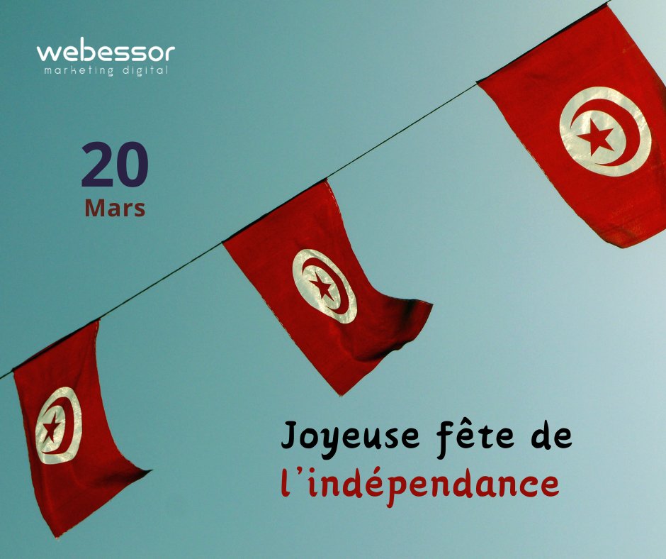 Webessor's tweet image. 🇹🇳 Bonne fête de l’indépendance à tous ! 
#20mars #fêtedelindépendance #20marstunisie #Tunisie