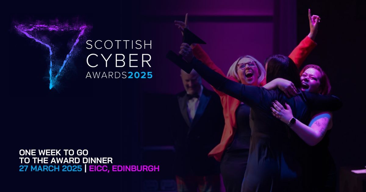 Only one week to go to the 2025 Scottish Cyber Awards, held at EICC in Edinburgh.

Have you booked your table? Learn more: buff.ly/wFyuNuC

#ScotCyberAwards25 #CyberSecurity #CyberAwards #CyberNews
