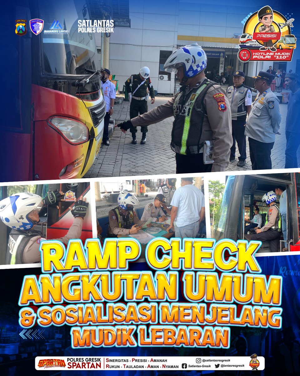 lantasresgresik's tweet image. Operasi Ketupat Semeru 2025 akan dilaksanakan mulai 28 Maret – 8 April 2025 dengan mengusung tema &quot;Mudik Aman, Keluarga Nyaman&quot;.
Polres Gresik bersama instansi terkait siap memberikan rasa aman dan nyaman bagi para pemudik.
#OperasiKetupatSemeru2025 #PolresGresik