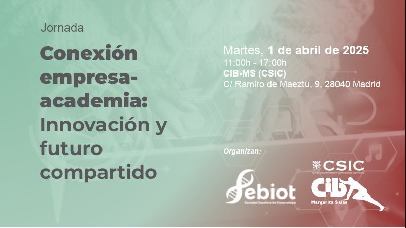 SSebiot's tweet photo. ‼️ Con la jornada "Conexión Empresa-Academia", desde @CIB_CSIC y #SEBiot queremos impulsar el debate sobre transferencia y emprendimiento con sus protagonistas. ¿Te lo vas a perder? Regístrate 👉 https://t.co/v21iCOvcUK
📅 1 de abril
🕚 11:00-17:00h https://t.co/VOFrpnrnZl