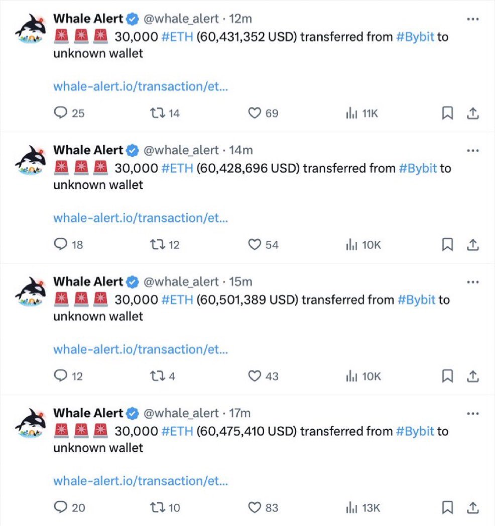 cryptogoos's tweet photo. 🚨BREAKING:

$240M WORTH OF $ETH WAS JUST WITHDRAWN FROM BYBIT.

WHALES ARE STACKING!  🚀 https://t.co/H7qFP0p33P