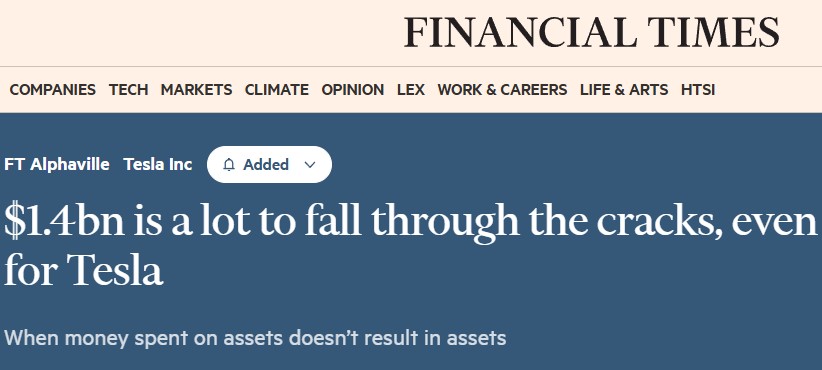 If you're committing financial fraud, the last thing you need is Dan McCrum poking holes in your financial statements. He brought down WireCard. 

He's now becoming intrigued by $TSLA and its dodgy numbers. This article raised eyebrows &amp; he's kicking the right tires. 🍿