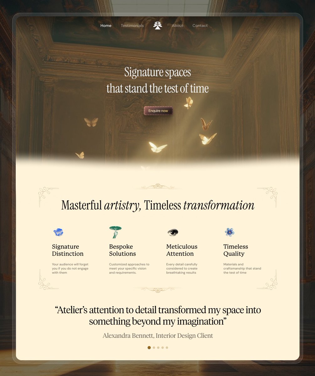 Designed for a luxury interior design studio.

What do you think of the design? There's a lot of scope for improvement, maybe we'll do that in the next iteration.

#webdesign #uiux