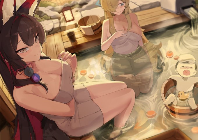 カンナとワカモとみかん風呂 #ブルアカ #BlueArchive