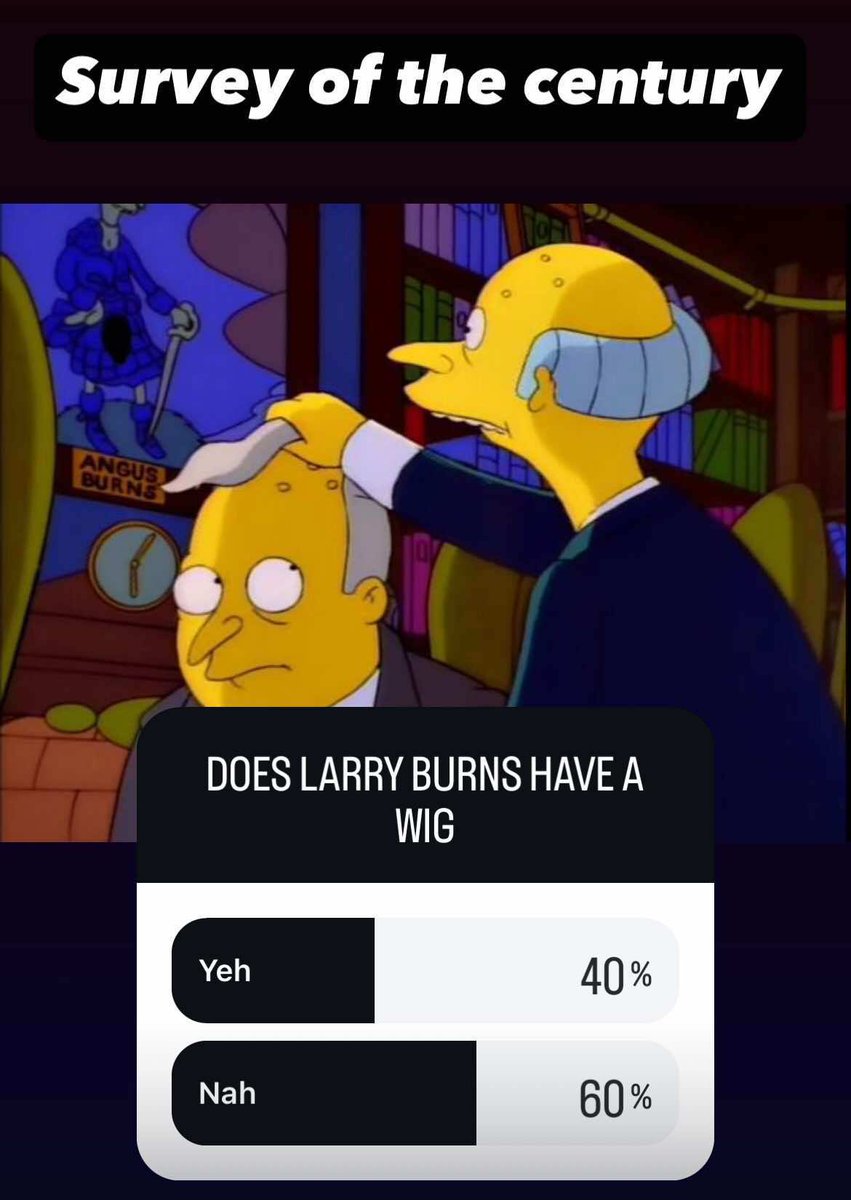 Murph's Tavern (@murphstavernpod) on Twitter photo Dusting off the ol' Twitter account to use it for what is what was made for: annoying the amazing Josh Weinstein and Bill Oakley with an obscure Simpsons question:
Hey <a href="/thatbilloakley/">BILL OAKLEY</a> & <a href="/Joshstrangehill/">Josh Weinstein</a> !
Is Larry Burns supposed to have a toupee or just a combover? Dusting off the ol' Twitter account to use it for what is what was made for: annoying the amazing Josh Weinstein and Bill Oakley with an obscure Simpsons question:
Hey <a href="/thatbilloakley/">BILL OAKLEY</a> & <a href="/Joshstrangehill/">Josh Weinstein</a> !
Is Larry Burns supposed to have a toupee or just a combover?