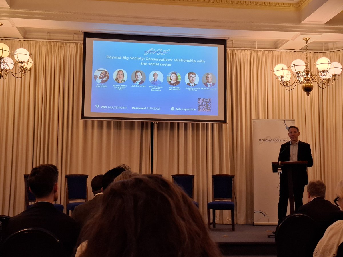 At the <a href="/ProBonoEcon/">PBE</a> event on the <a href="/Conservatives/">Conservatives</a> relationship with the #charity sector. Stuart Andrew MP recognising that there was not enough engagement with the sector under the last #government, and highlighting massive contribution of the third sector. <a href="/ACEVO/">ACEVO</a> <a href="/NCVO/">NCVO</a>