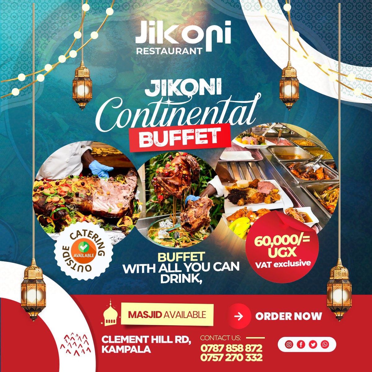 jikoni_rest's tweet photo. Jikoni Restaurant Continental Buffet! 😋

Enjoy a variety of dishes and all-you-can-drink for only 60,000 UGX (VAT inclusive).

✅ Outside Catering Available
✅ Masjid On-Site

📍 Location: Clement Hill Rd, Kampala
📞 Contact Us: 0787 858 872 | 0757 270 332
 
#JikoniRestaurant https://t.co/BjznMFLUyH