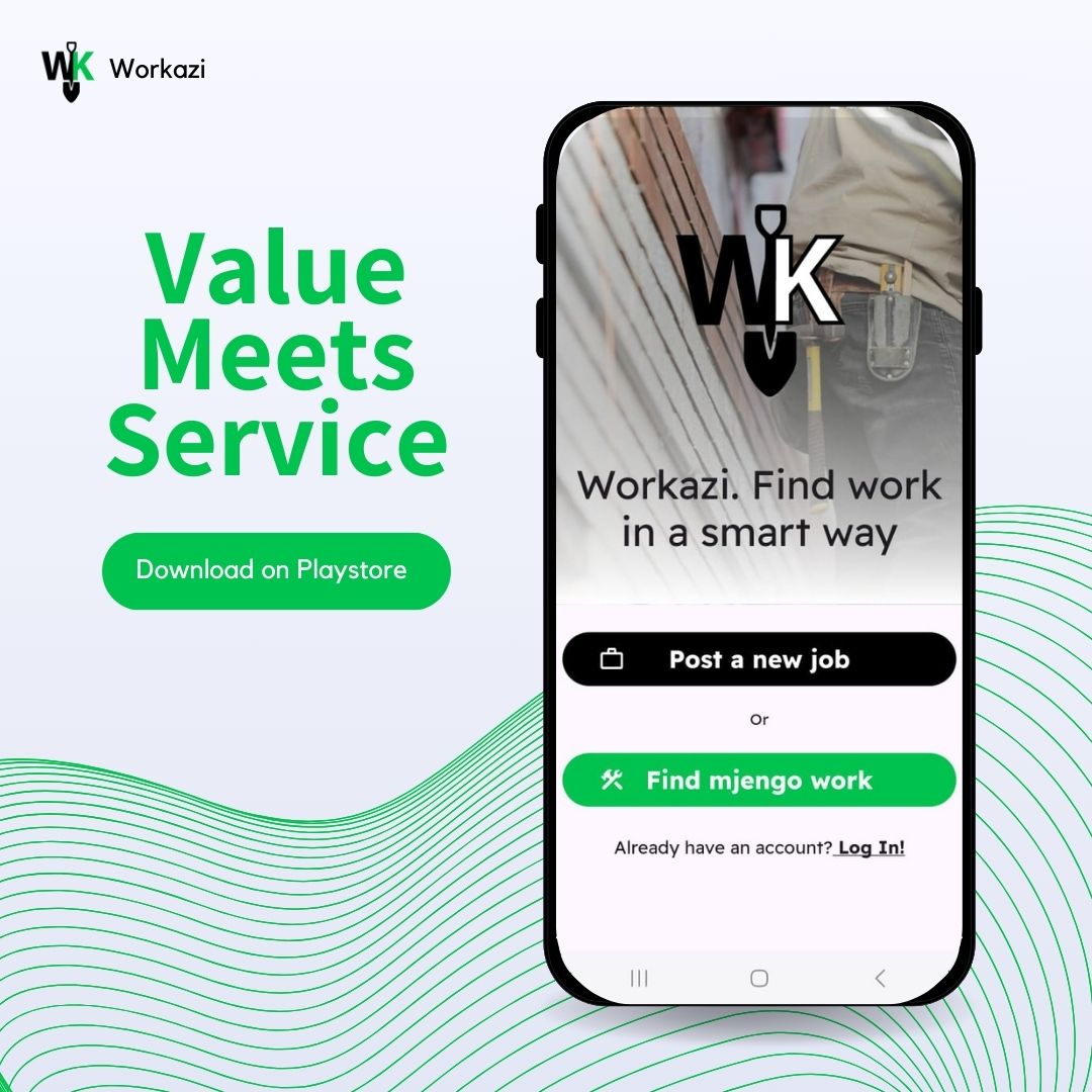 Workazi254's tweet image. Workazi is Kenya’s first and only platform dedicated to helping contractors find reliable, skilled, and casual workers for their construction projects. 🏗️✨
No more guesswork—connect with the right talent, get the job done right.
#WorkaziWorks #BuiltForKenya #SmartConstruction