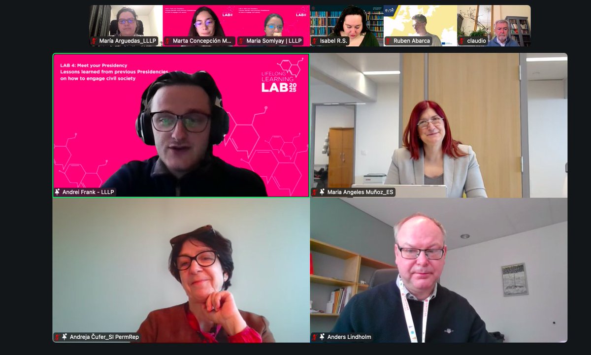 Lifelong Learning Platform (@lllplatform) on Twitter photo The last session of the #LLLAB has just started! 🧪
Joining us for ‘Meet your Presidency’ - Lessons learned from previous EU Presidencies on how to engage civil society, we have Andreja Čufer from <a href="/SLOtoEU/">Slovenia to the EU</a>, Maria Angeles Muñoz from <a href="/EspanaenUE/">España en la UE</a> & Anders Lindholm from <a href="/SwedeninEU/">Sweden in EU</a> The last session of the #LLLAB has just started! 🧪
Joining us for ‘Meet your Presidency’ - Lessons learned from previous EU Presidencies on how to engage civil society, we have Andreja Čufer from <a href="/SLOtoEU/">Slovenia to the EU</a>, Maria Angeles Muñoz from <a href="/EspanaenUE/">España en la UE</a> & Anders Lindholm from <a href="/SwedeninEU/">Sweden in EU</a>