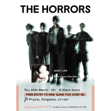 BanquetRecords's tweet image. The Horrors and The Slow Readers Club playing live in Kingston the next few days
The Horrors on Thursday
The Slow Readers Club on Friday

great bands with new albums to celebrate. last of the tickets via BanquetRecords.com/events