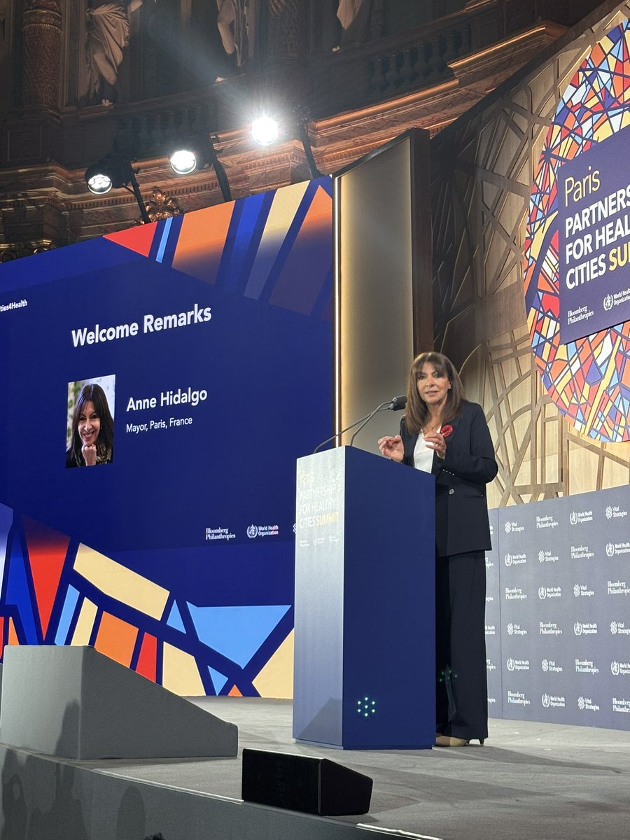 Passionate speech by Paris Mayor #AnneHidalgo  about health, international cooperation and the role of cities this morning at the #cities4health Summit this morning.  Mayors are key to ⬆️ #RoadSafety and ⬇️ #NCDs. 
🙏 also for the strong support to <a href="/WHO/">World Health Organization (WHO)</a>