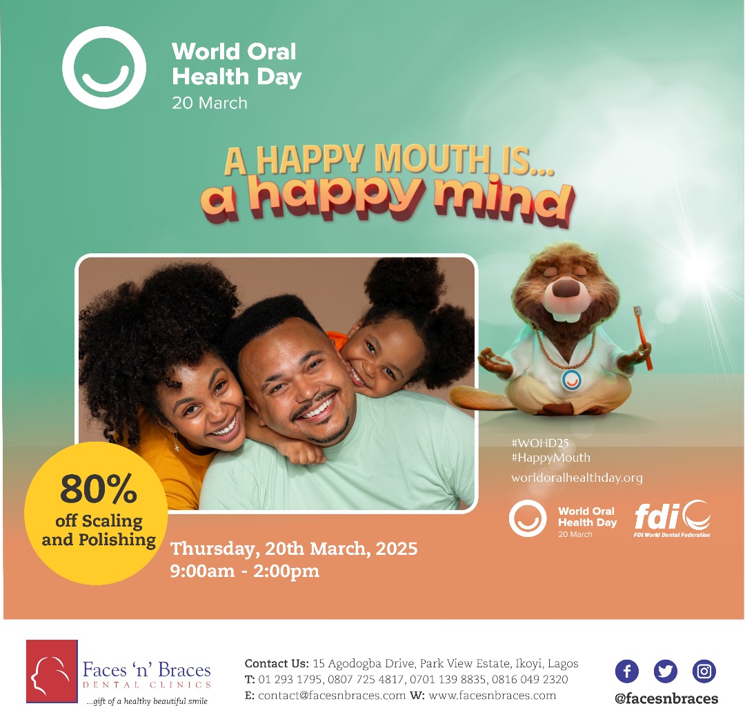 Do you want a happy mind? 
Start with a happy mouth!
Brush twice daily,
Floss daily.
Go for a routine dental check up.

Happy World Oral Health Day
#WOHD25 #HappyMouth #march20 #worldoralhealthday