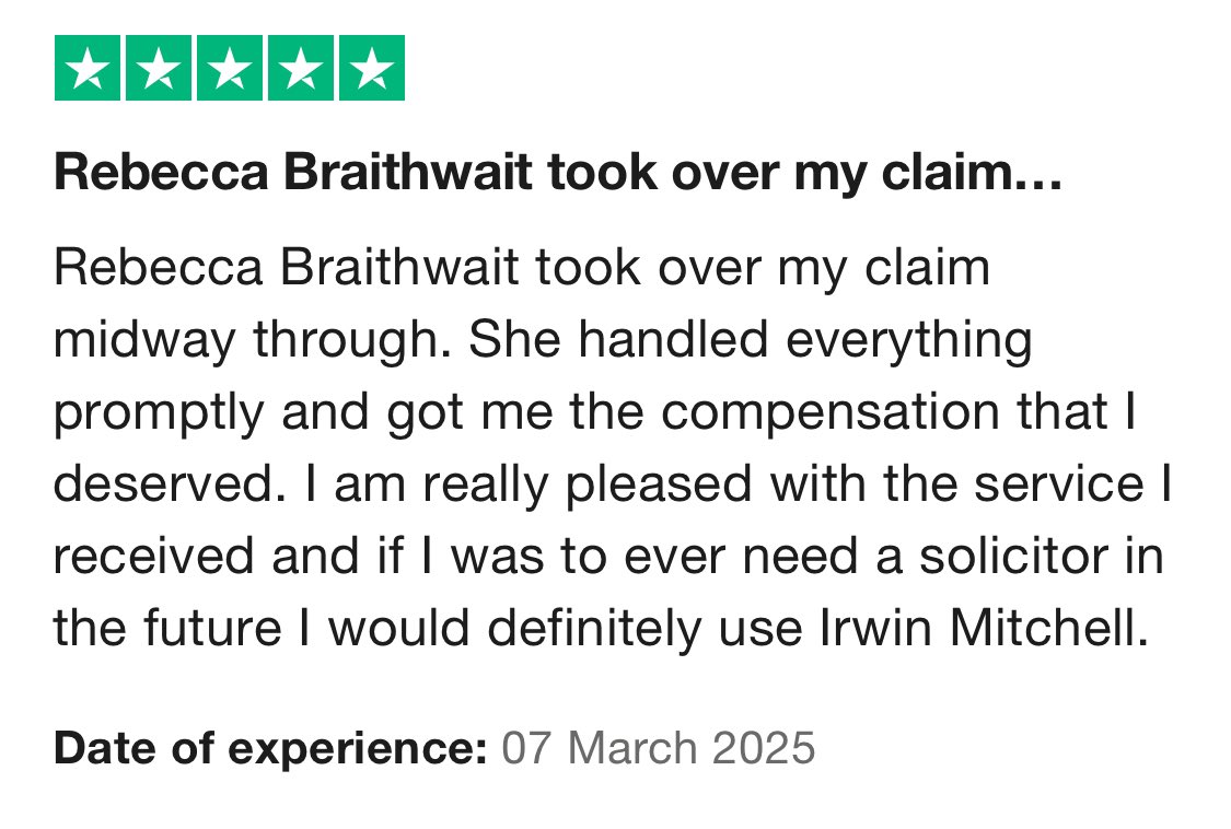Some of our amazing 5-star Trust Pilot reviews for SI Resolve.

Well done team⭐️

#irwinmitchell #SIResolve #seriousinjury #clientcare #review