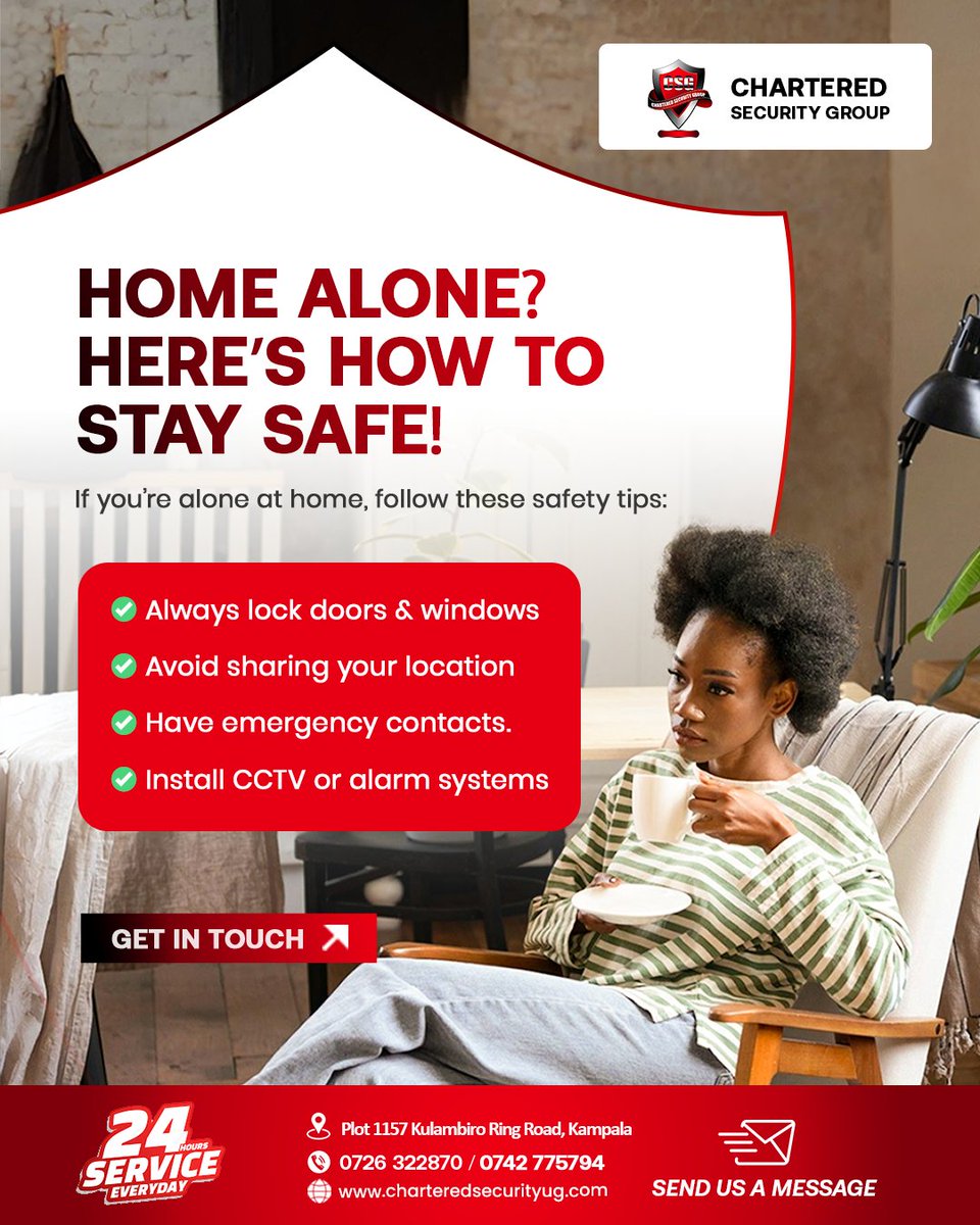 charteredSecGrp's tweet photo. Don't wait until it's too late. Home safety is crucial, every single moment. 24/7 #HomeSecurity tips and service! π #CharteredSecurity helps you protect your homes and businesses. π
Contact us today!
π 0726 322870 / 0742 775794
#SecurityServices #SecuritySolutions https://t.co/RZ85slRKCo