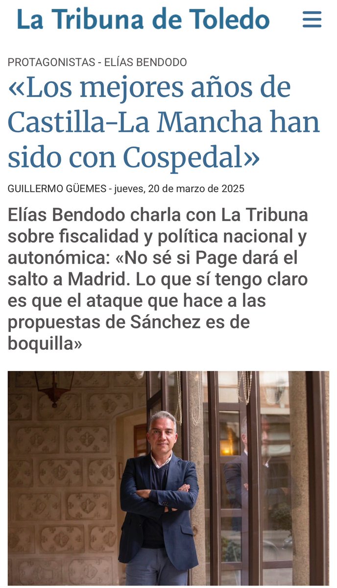 La prueba evidente de que el @pp_clm no ha cambiado desde los tiempos de Cospedal es que el número 3 del PP nacional diga que sus políticas fueron los mejores de esta tierra. Alguien que considera que eso es lo mejor es que aspiran a repetirlo.

No entiendo de qué están más