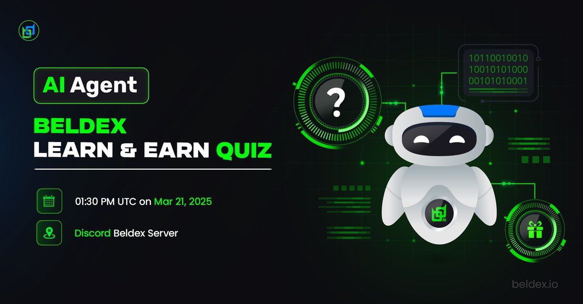 BeldexCoin's tweet photo. Beldex Learn &amp; Earn Quiz 115
📕Topic: AI Agent
📍Where?
#Beldex Discord #quiz channel - https://t.co/XZRllJoc7M
⏰When?
01:30 PM UTC on the 21st of March, 2025.
Subscribe to our Medium Newsletter to learn about Beldex: https://t.co/Z0kkcF4mzU https://t.co/MBye3wRab6
