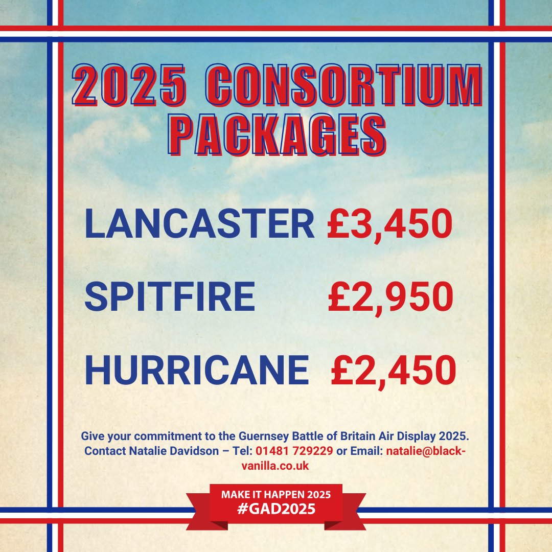 The Guernsey Air Display wouldn’t happen without local support. Every contribution counts, so become a Guernsey Air Display Consortium member today to help make it happen.
 
Find out more: guernseyairdisplay.com/consortium-mem…
 
#GAD25 #MakeItHappen #Support #Local