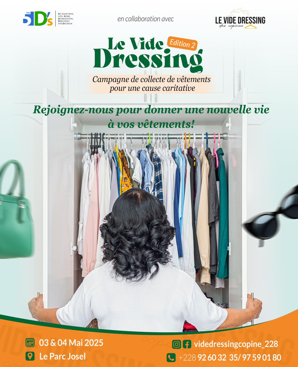 AssoThe5Ds's tweet photo. Le Vide Dressing des Copines débarque, et on compte sur vous !

Alors, qu’attendez-vous pour faire du tri et soutenir une belle cause ? Rejoignez l’aventure et faites la différence, un vêtement à la fois ! 💛

🗓 Quand ? Du 11 mars au 30 avril https://t.co/skMZZmbhgT