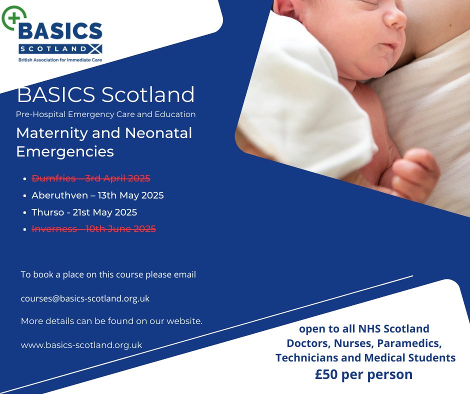 BASICS Scotland (@basicsscotland) on Twitter photo Grab the last spaces on our upcoming Maternity and Neonatal Emergencies days
This is a one-day hands-on course which focuses on the knowledge and skills required to assess and treat pre-hospital obstetric and neo-natal resuscitation emergencies
courses@basics-scotland.org.uk Grab the last spaces on our upcoming Maternity and Neonatal Emergencies days
This is a one-day hands-on course which focuses on the knowledge and skills required to assess and treat pre-hospital obstetric and neo-natal resuscitation emergencies
courses@basics-scotland.org.uk