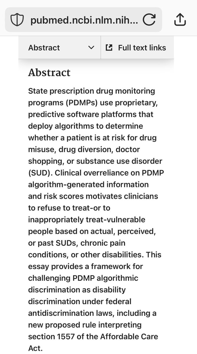 UW Law 
“Discovery Podcast”
The Black Box Algorithm
youtu.be/0CFrS7vbSCk

law.uw.edu/news-events/di…

“Challenging Disability Discrimination in the Clinical Use of PDMP Algorithms”
pubmed.ncbi.nlm.nih.gov/38390676/

Reference:
lawcat.berkeley.edu/nanna/record/1…