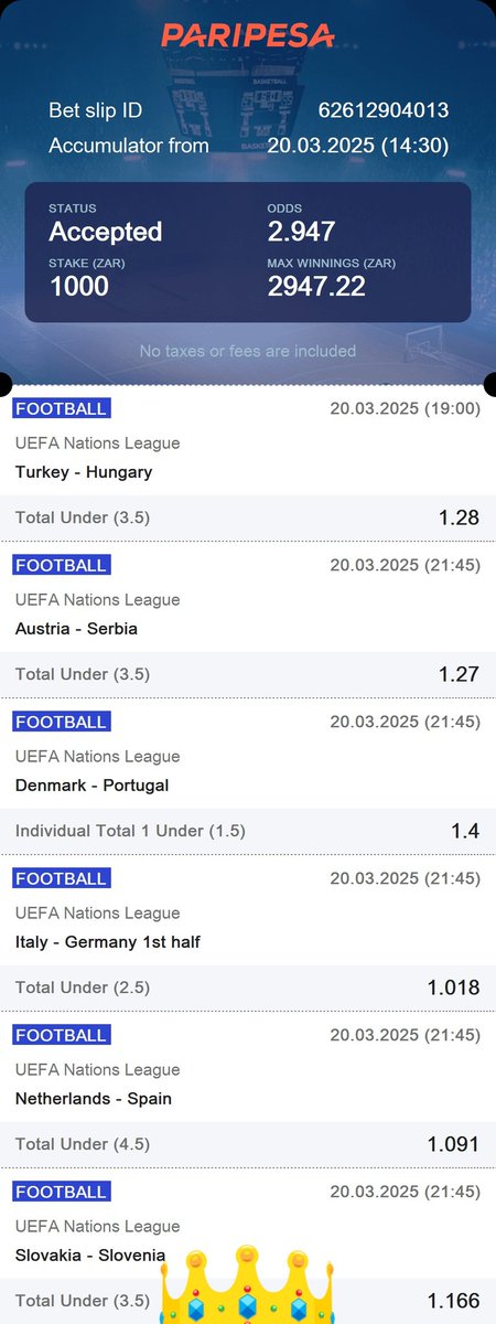 Lonewolf12309's tweet photo. The secrecy ⚽⚽⚽
Unders (D3)
#soccer ⚽⚽⚽
Small odds but profit everyday 🤝
Betting is a skill 👲
💥Not yet registered go to my profile click on the pinned link💥
#Peripesa
#Lootlove
#Kanye
#Tesla
#Munaka
#Gigi
Odds 3
Bet responsibly 🚨 https://t.co/iky5uhFjIT